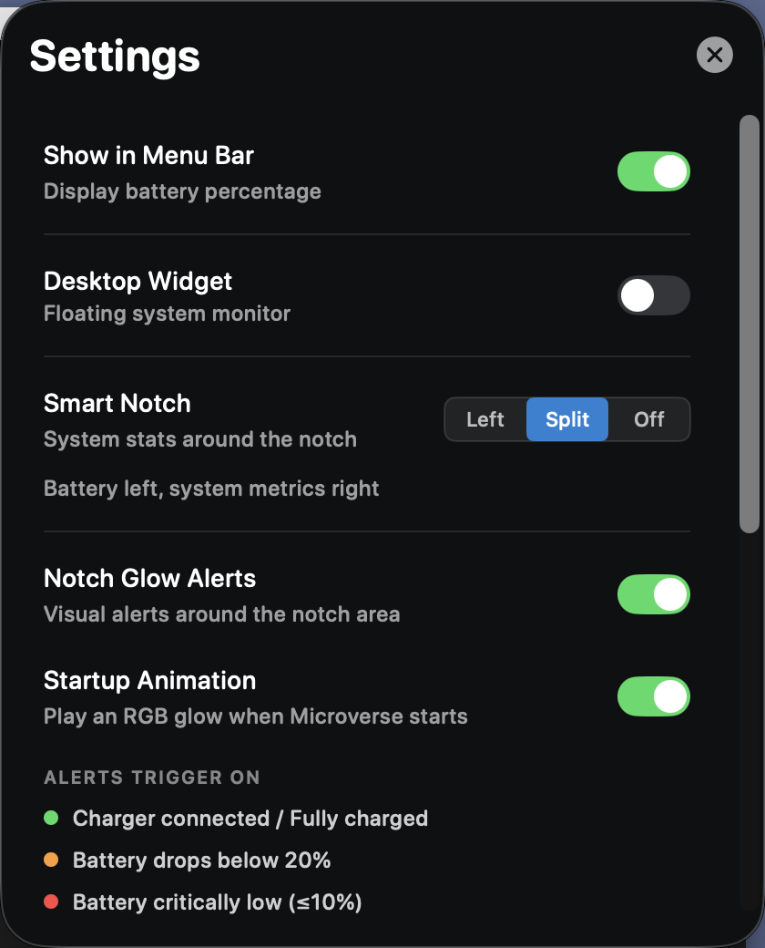 Notch Glow Settings